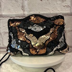 Bronze, Silver, and black shoulder bag